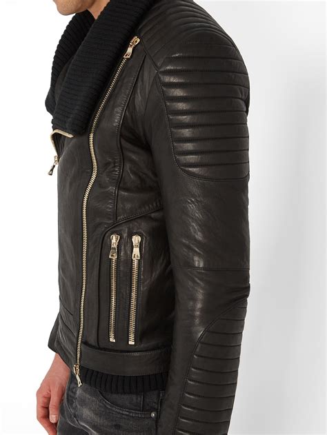 balmain leather jacket sale